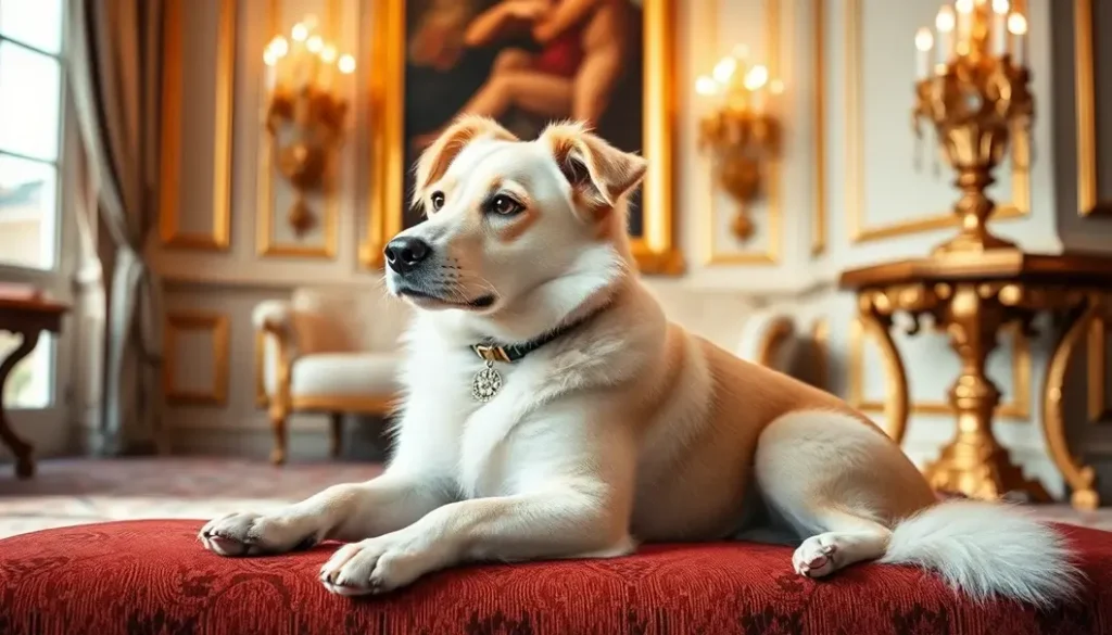 An elegant dog in a luxurious setting, showcasing poise and intelligence.