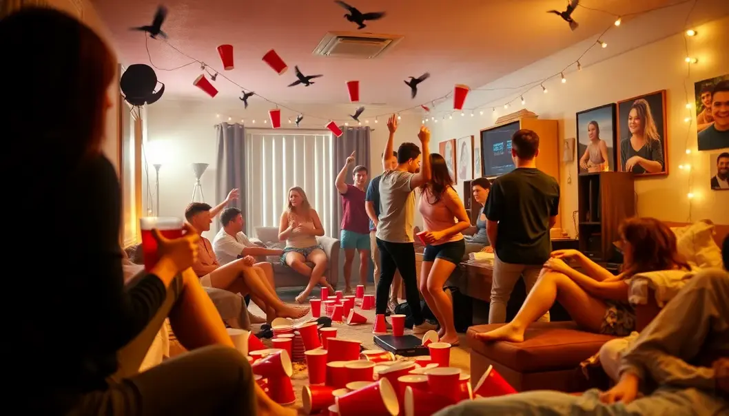 An overwhelming clutter overtakes a shared dorm room, making student life unbearable.