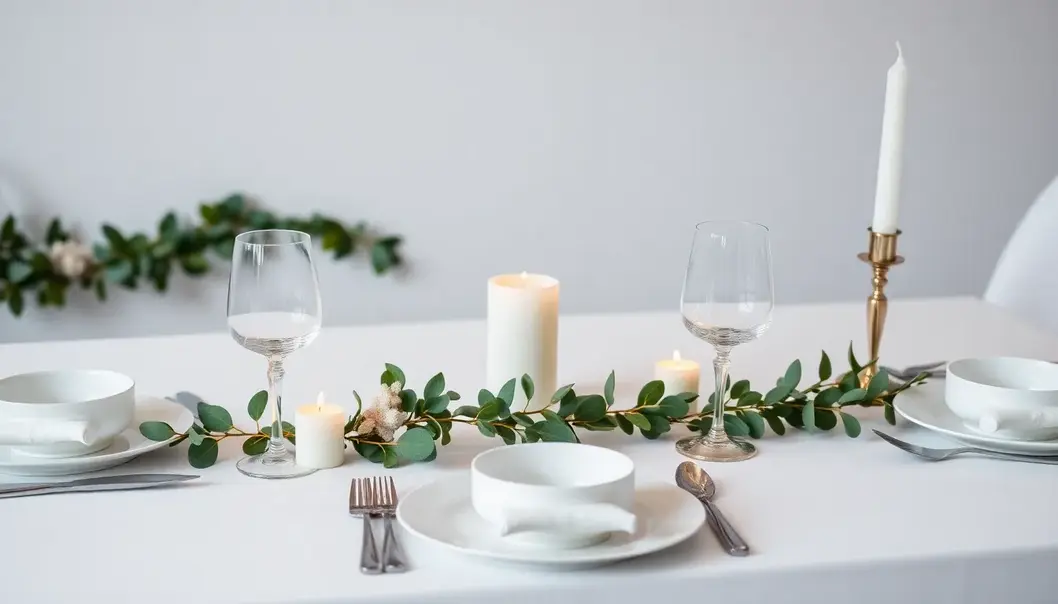Minimalist holiday table setting with elegant simplicity.